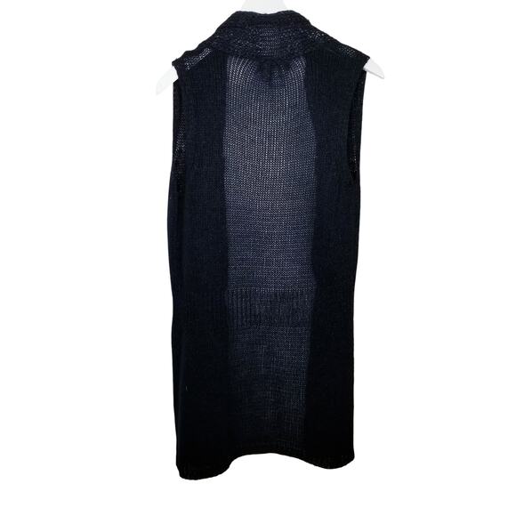 ANGEL Apparel Open Knit Sleeveless Longline Black Cardigan Size M - Picture 7 of 9